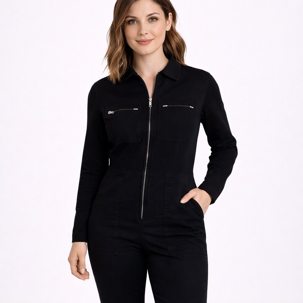 Nasty Gal Black Denim Collection Jumpsuit Medium